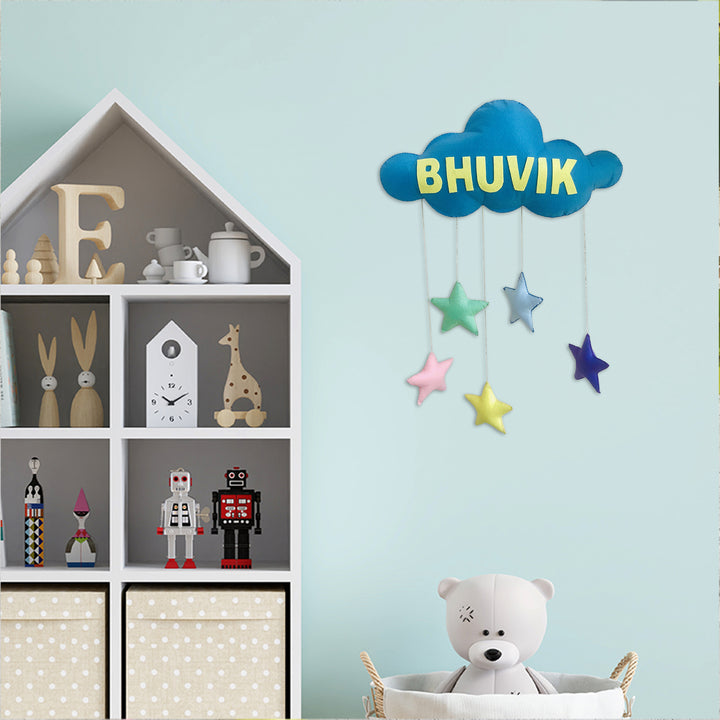 Handmade Personalized Felt Kids Name Hanging - Cloud
