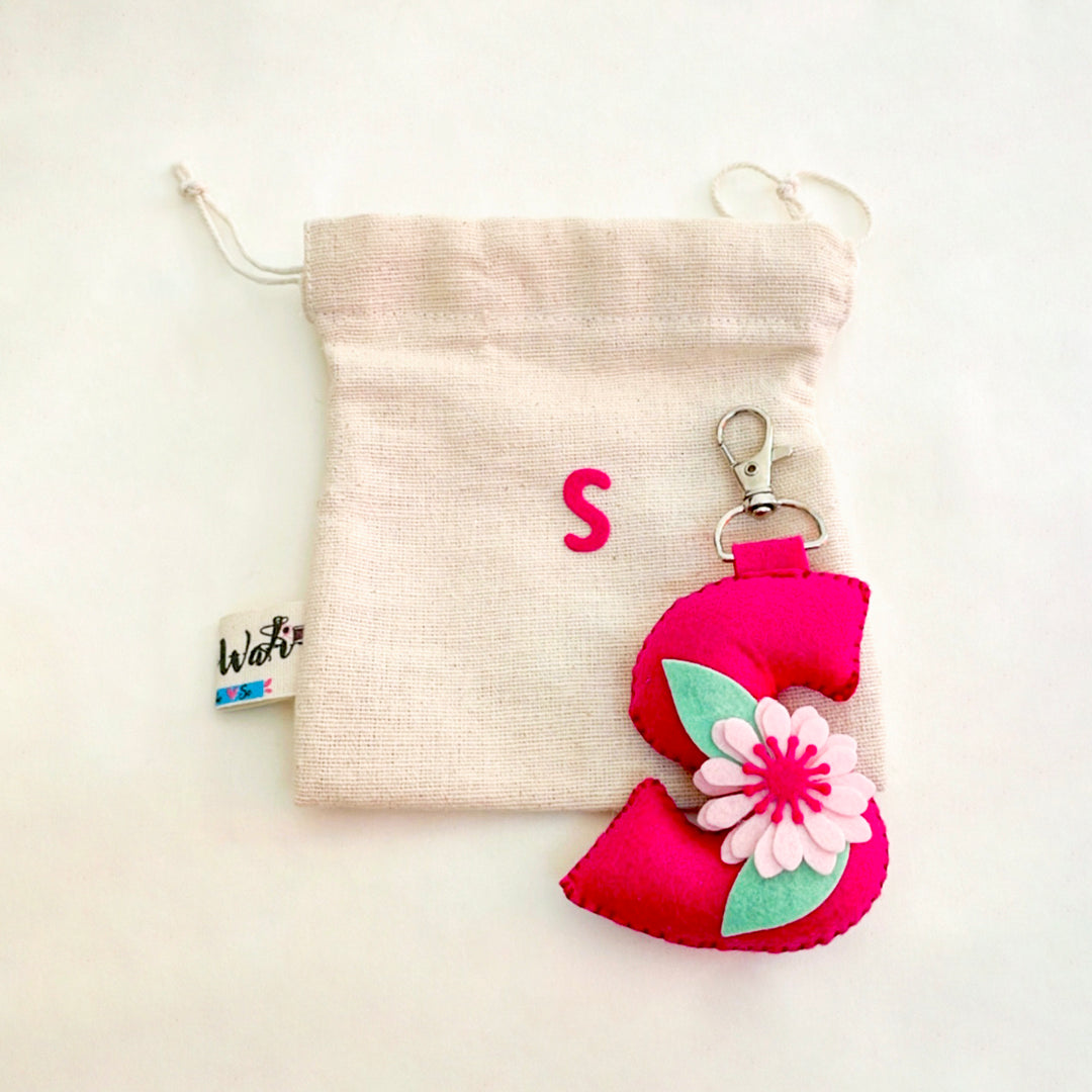 Colourful Personalized Felt Initial Keychain / Bag Charm