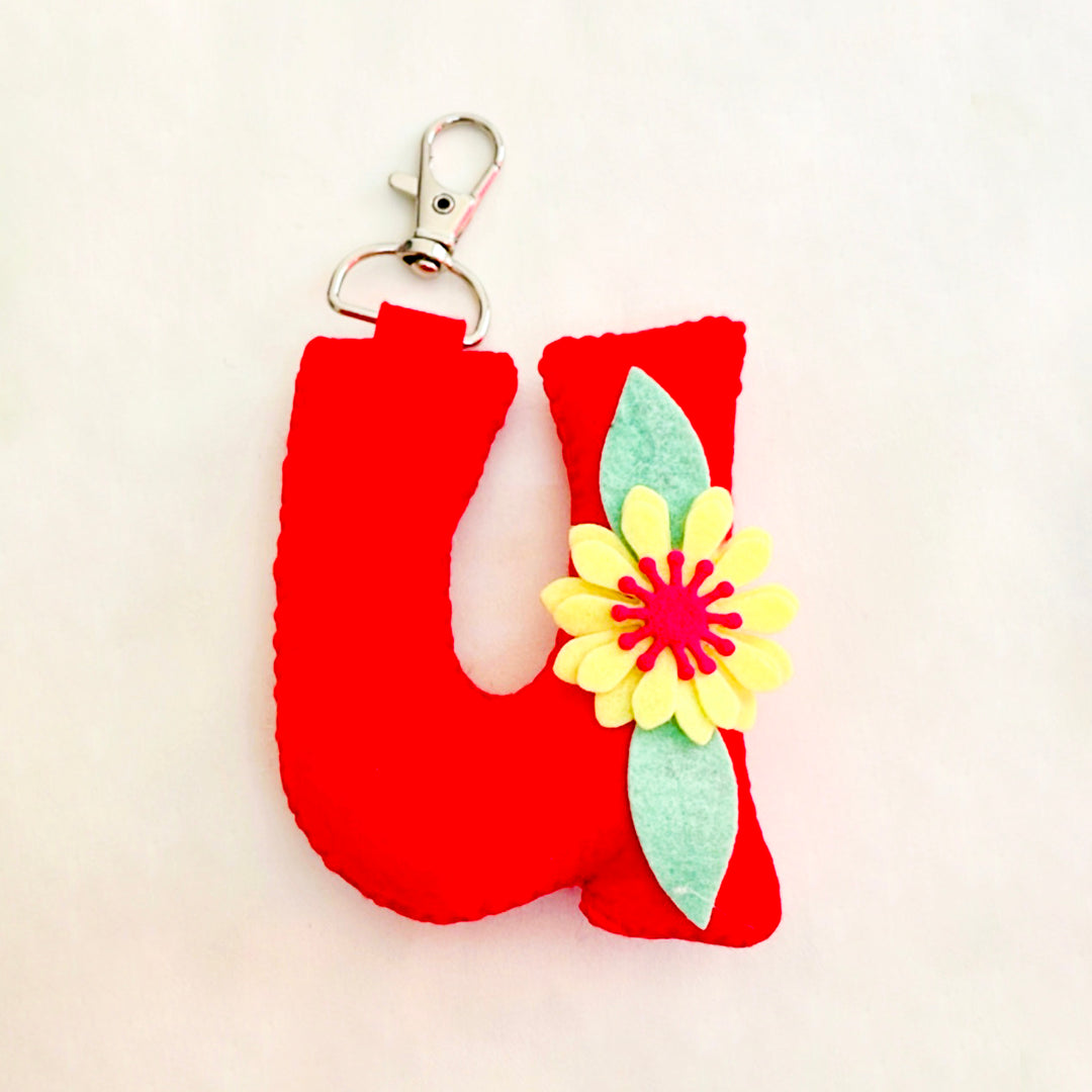 Colourful Personalized Felt Initial Keychain / Bag Charm