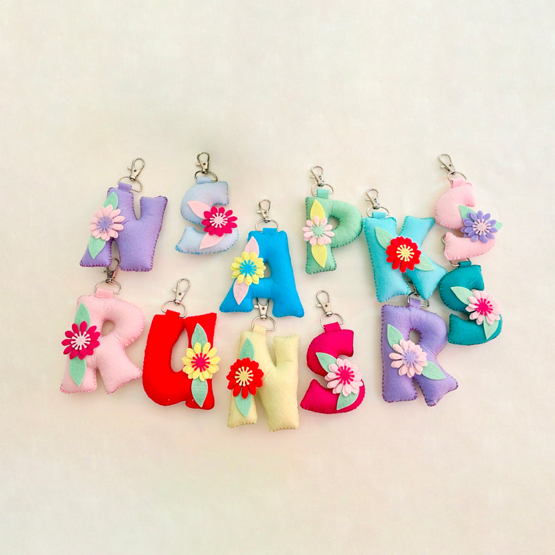 Colourful Personalized Felt Initial Keychain / Bag Charm