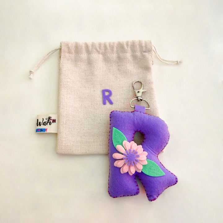 Colourful Personalized Felt Initial Keychain / Bag Charm