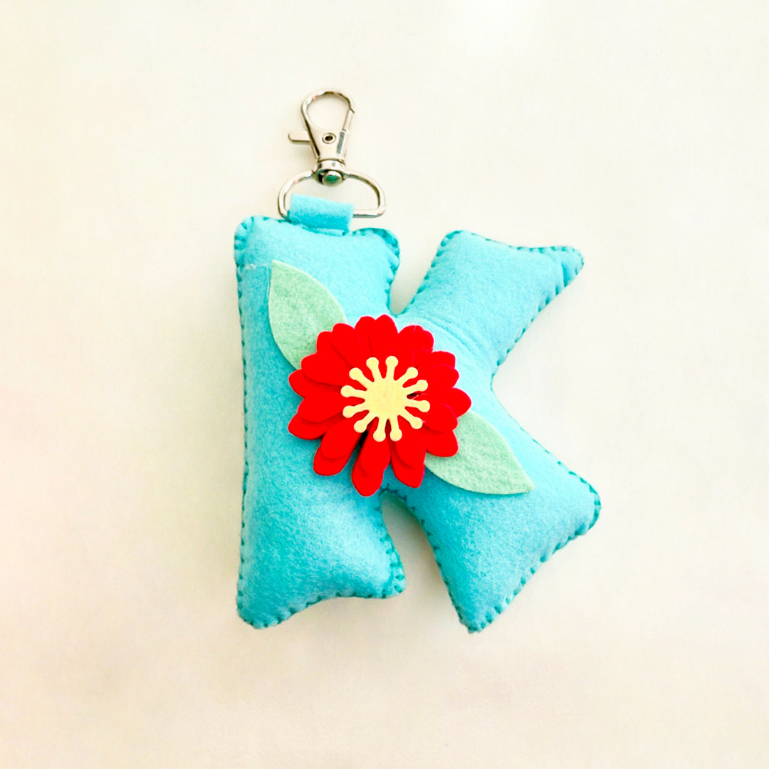 Colourful Personalized Felt Initial Keychain / Bag Charm