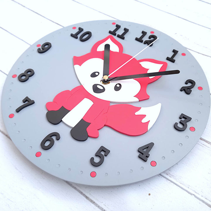 Baby Racoon Themed Wall Clock for Kids