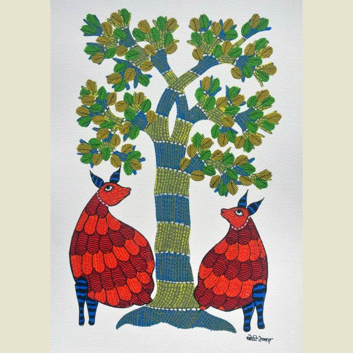 Dhenu - Gond Painting 29