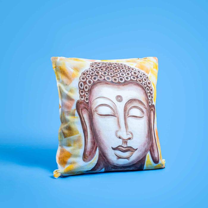 Maheshwari Silk Cushion Cover (12 X 12 inches) - Buddha