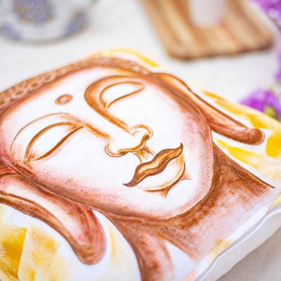 Maheshwari Silk Cushion Cover (12 X 12 inches) - Buddha