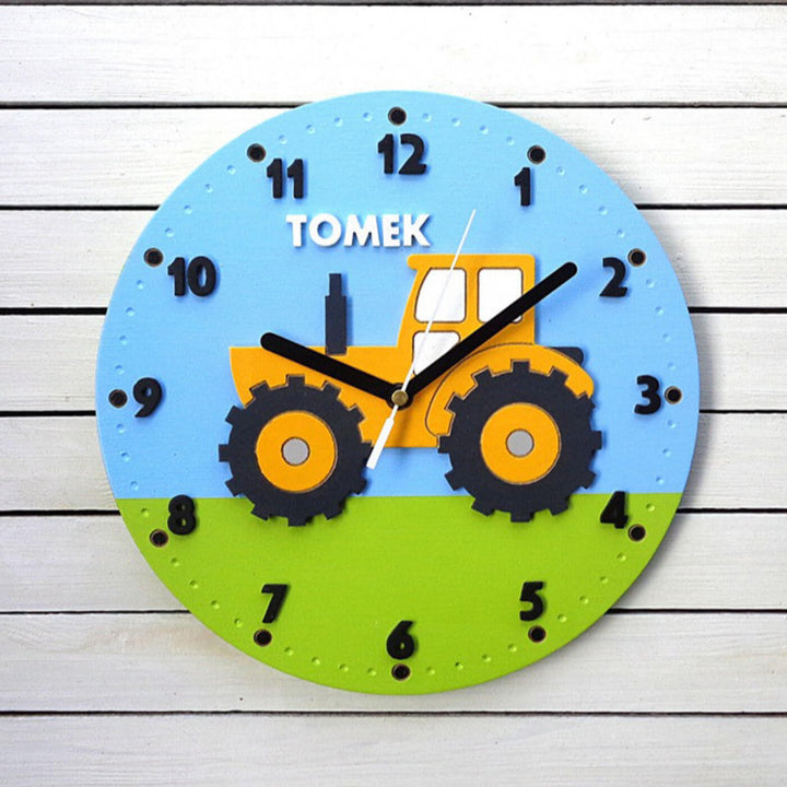 Personalized Truck Themed Wall Clock for Kids