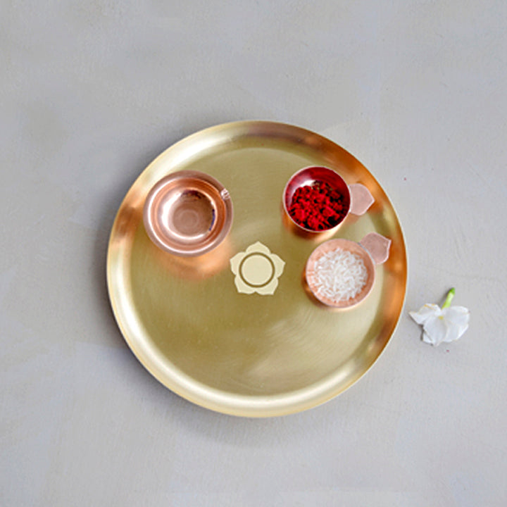 Brass Divinity Platter | Set of 4 Puja Essentials