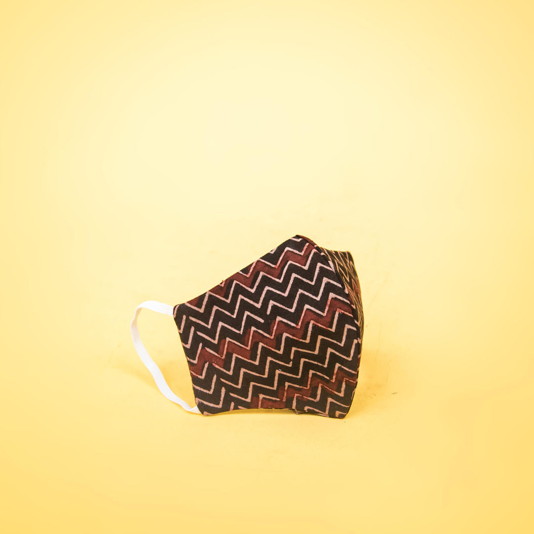 Zig-zag Black Fabric Mask - Kids - Zwende