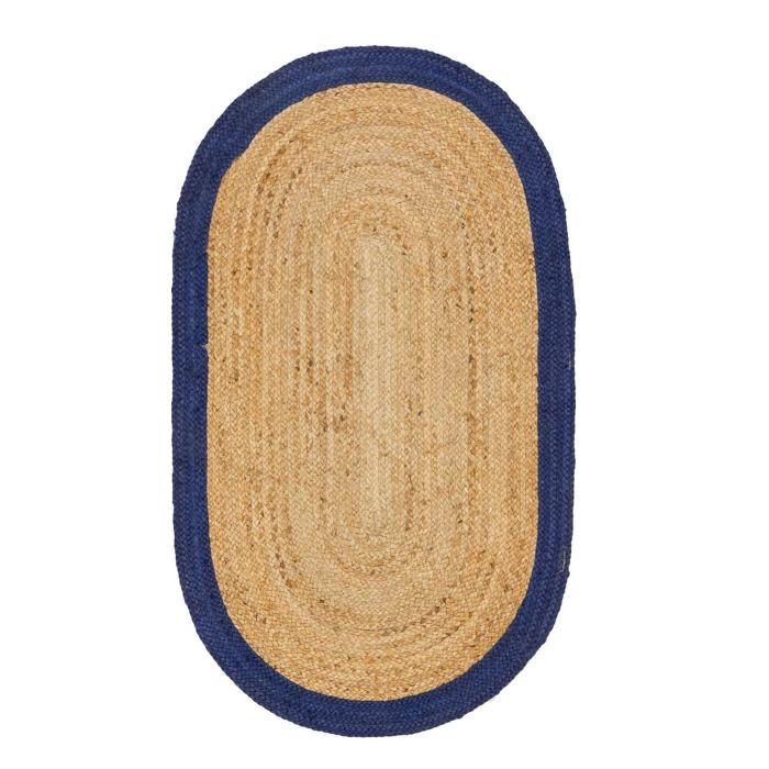 Blue Border Oval Rug - 3 x 5 Feet