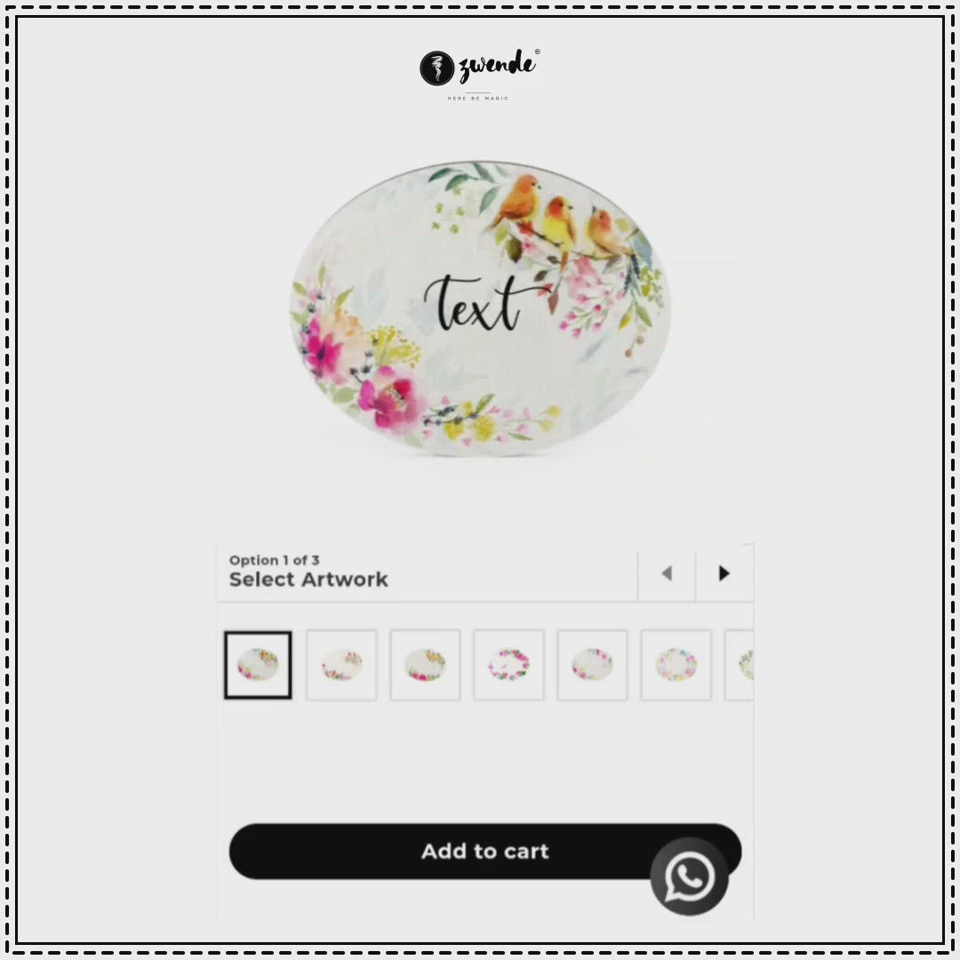 Oval Hand-painted Floral Nameboard - Zwende