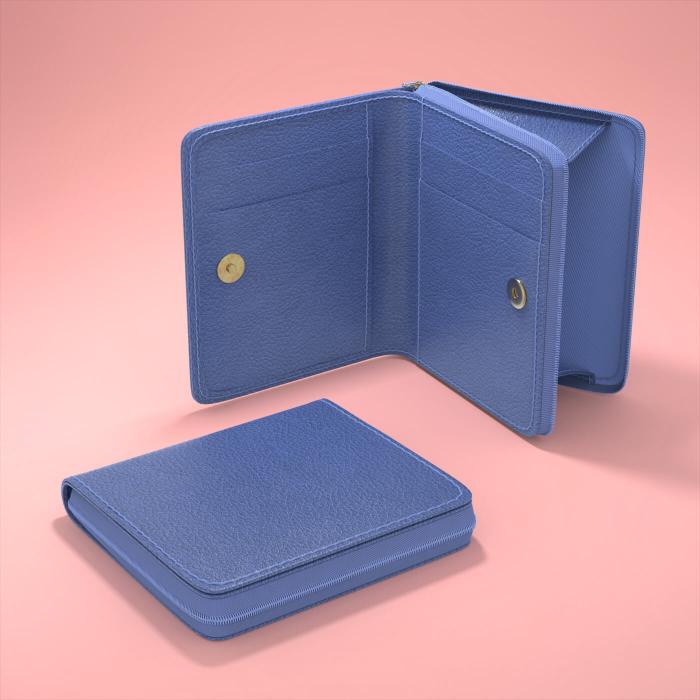 Magnetic Square Wallet in Dull Blue