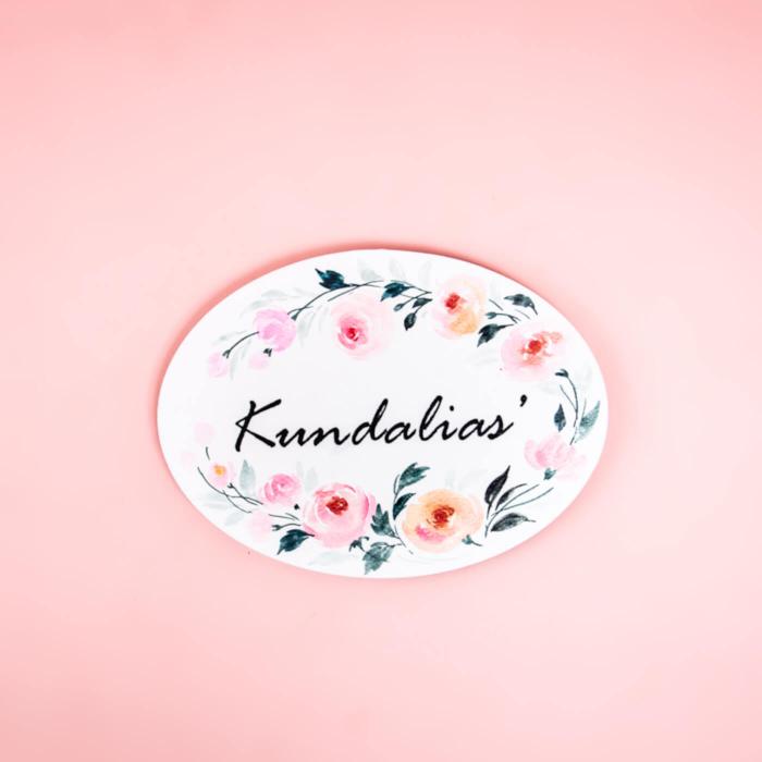 Oval Hand-painted Floral Nameboard