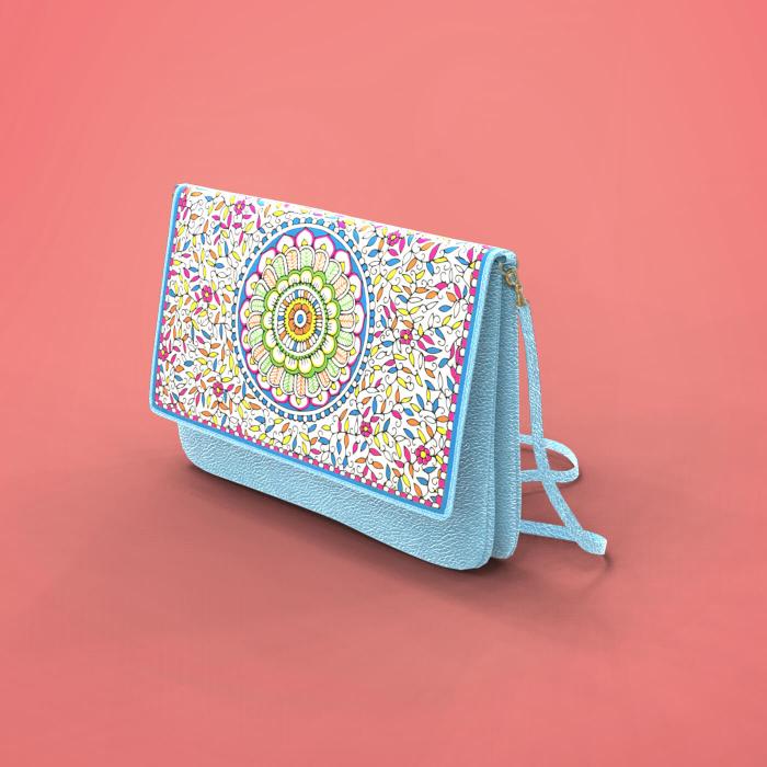 Stylish Sling Clutch with Ocean Flower Art