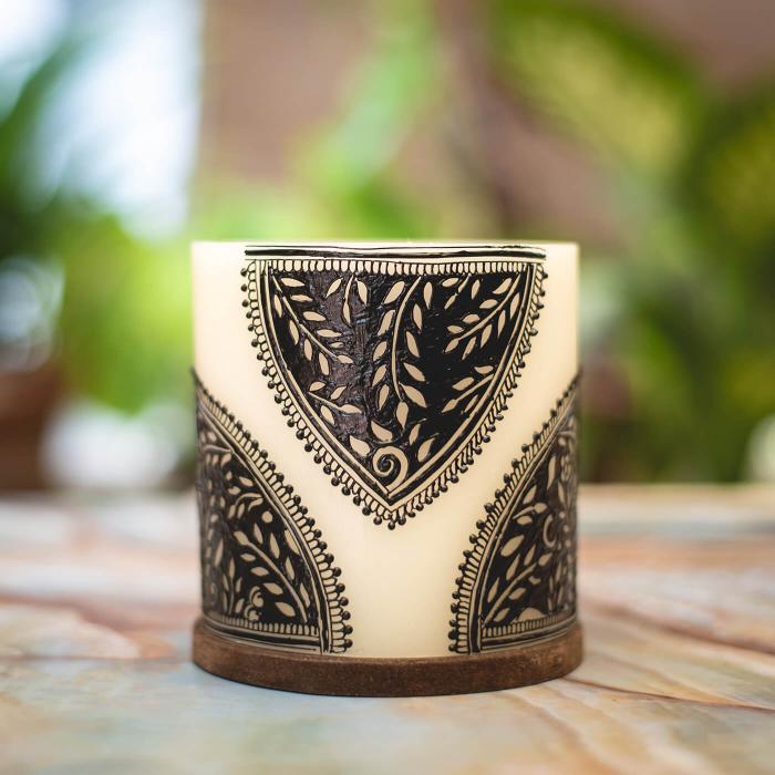 Hand-painted Mehendi Candle