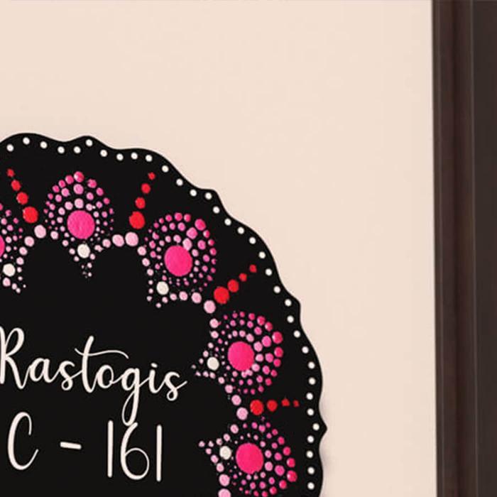 Handpainted Circular Mandala Dot Art Nameplate for Family