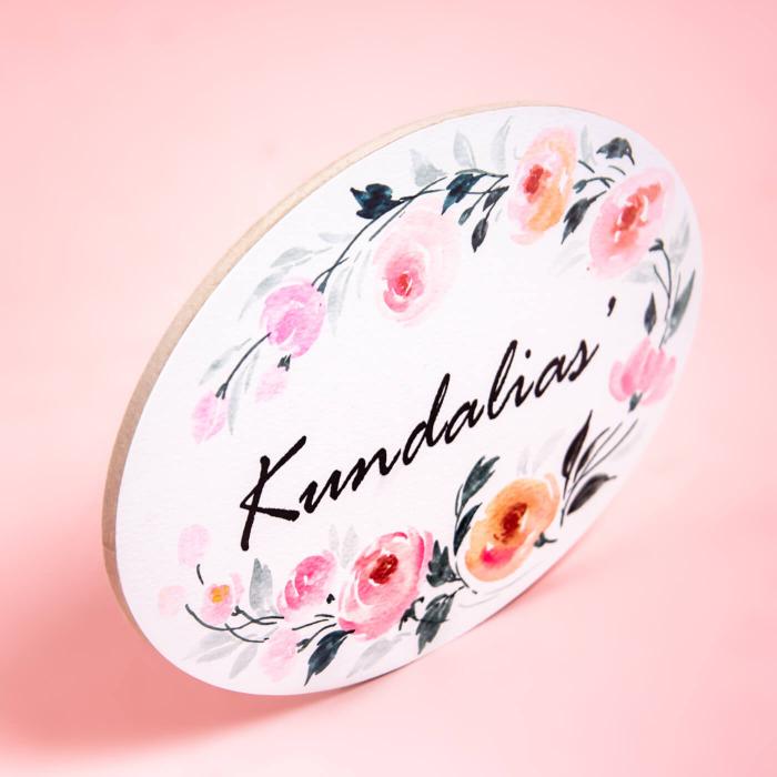 Oval Hand-painted Floral Nameboard