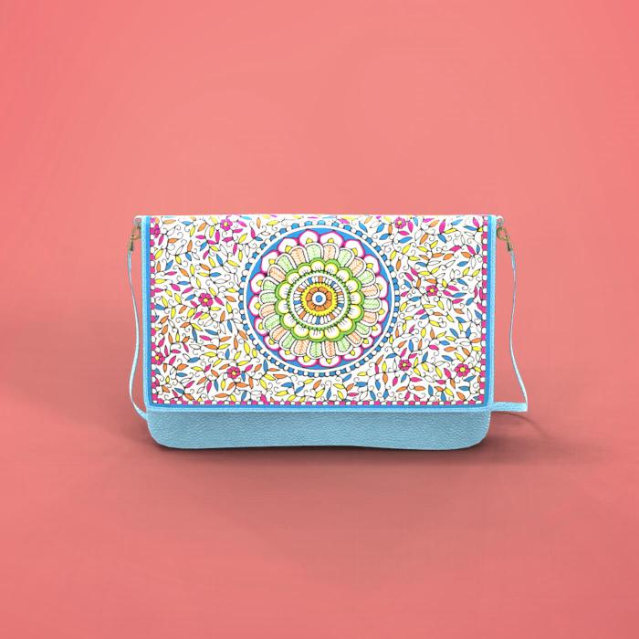 Stylish Sling Clutch with Ocean Flower Art