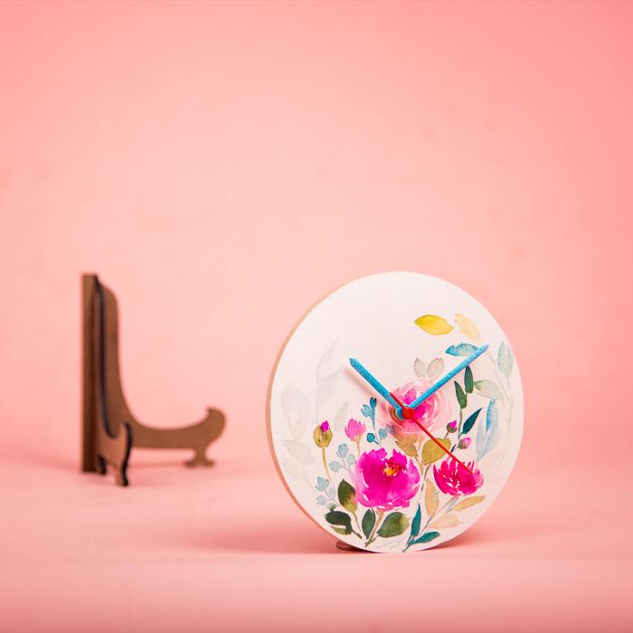 Floral Hand-painted Table Clock