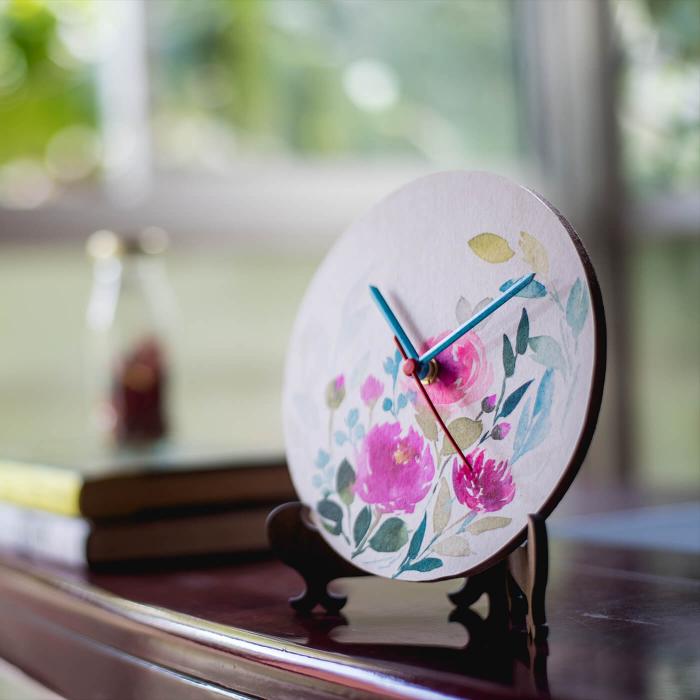 Floral Hand-painted Table Clock