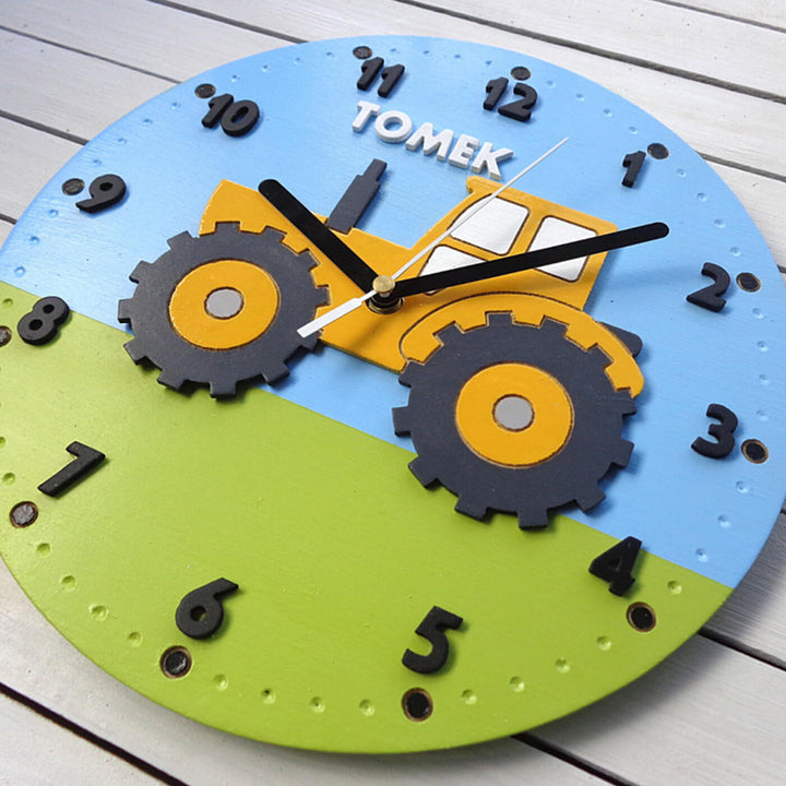 Personalized Truck Themed Wall Clock for Kids