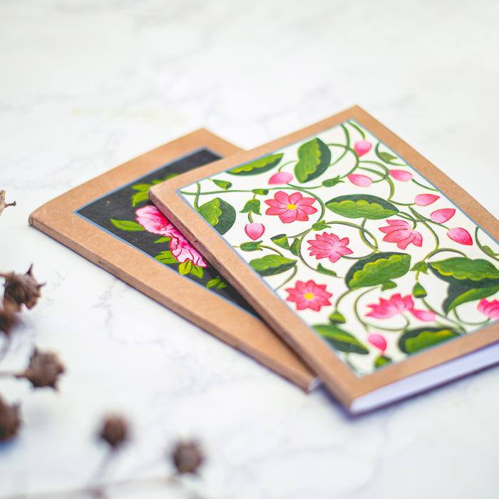 Hand-painted Diary - Lotus Pichwai