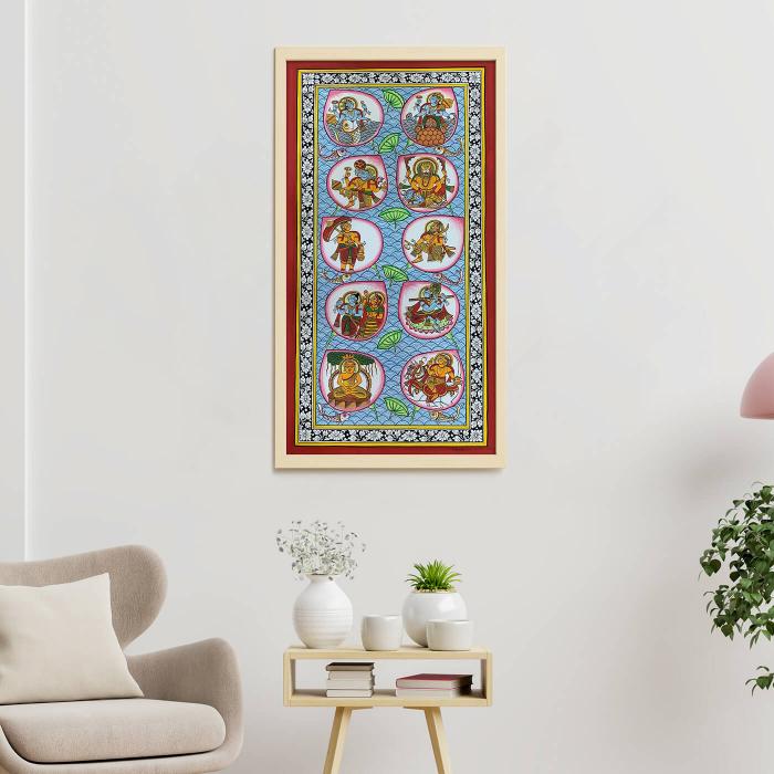 Dashavatara - 1.1x1.9 ft Paper Phad Painting 096