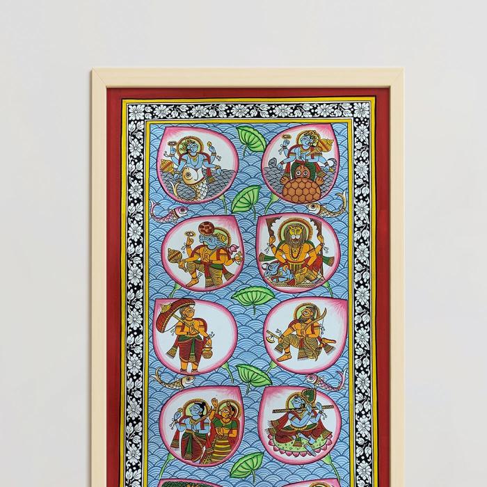 Dashavatara - 1.1x1.9 ft Paper Phad Painting 096