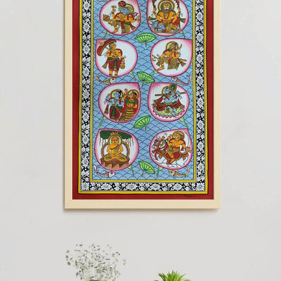 Dashavatara - 1.1x1.9 ft Paper Phad Painting 096