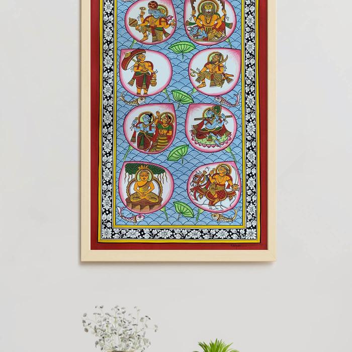 Dashavatara - 1.1x1.9 ft Paper Phad Painting 096