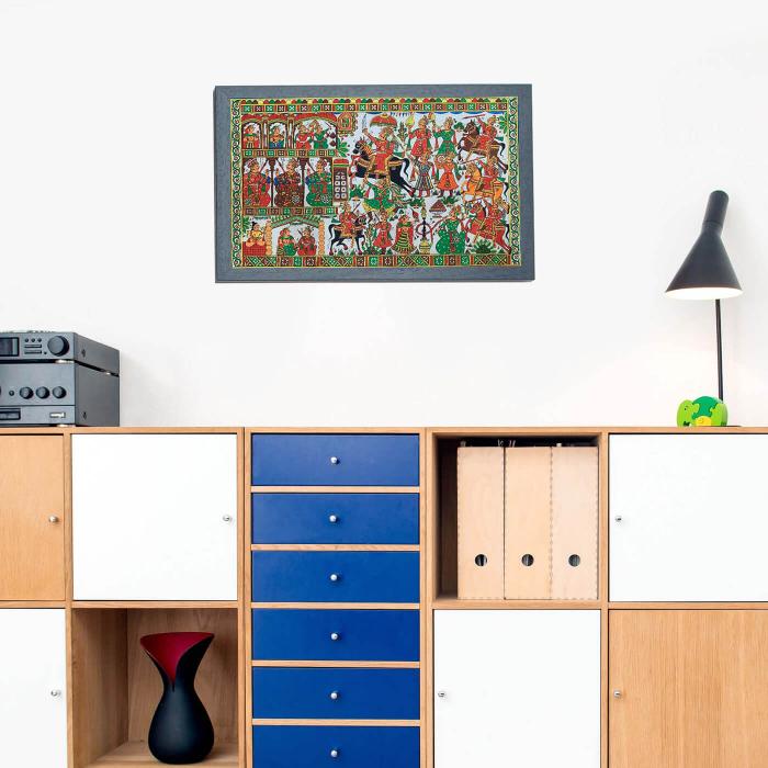 Wedding Celebration- 3.5x2.1 ft Cotton Phad Painting 066