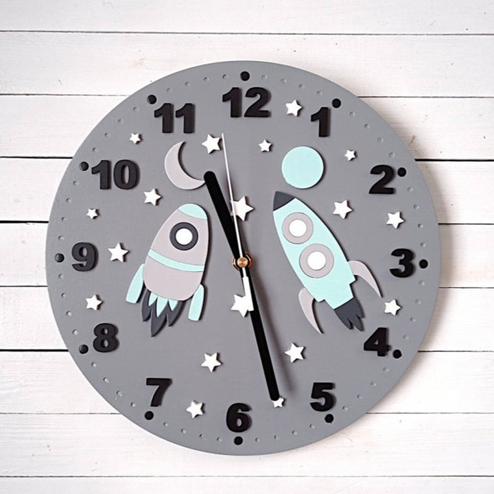 Racket & Moon Themed Wall Clock for Kids