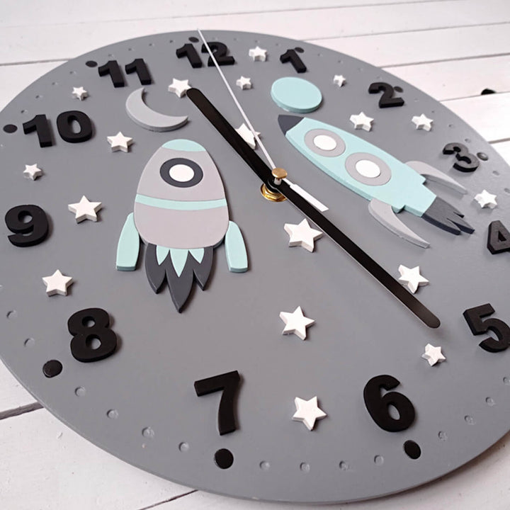 Racket & Moon Themed Wall Clock for Kids