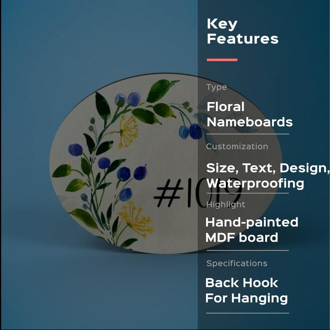 Oval Hand-painted Floral Nameboard