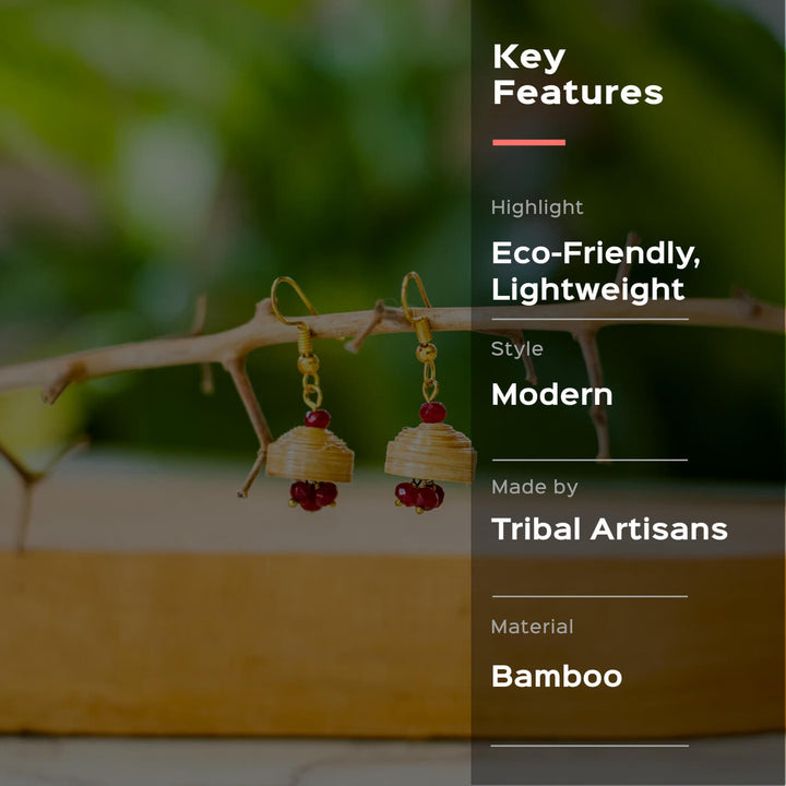 Quilling Baali Bamboo Earrings - Red