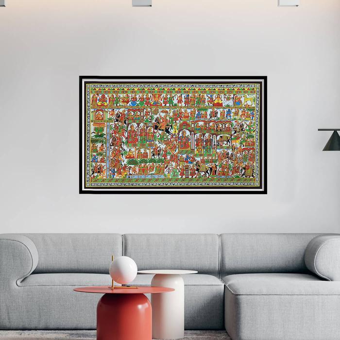 Episodes of Pabuji - 4.8x2.9 ft Cotton Phad Painting 068