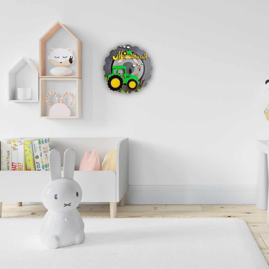 Tractor with Tyre Themed Kids Name Plate