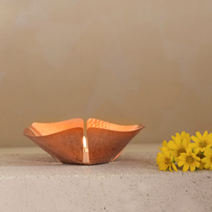 Foliole Copper Tealight Holder
