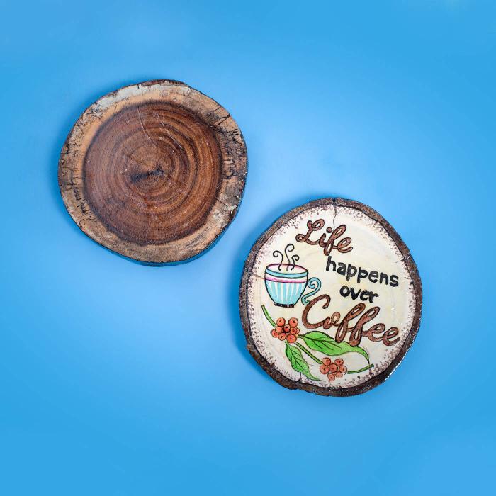 Bark Coasters for Coffee Lovers - Set of 4