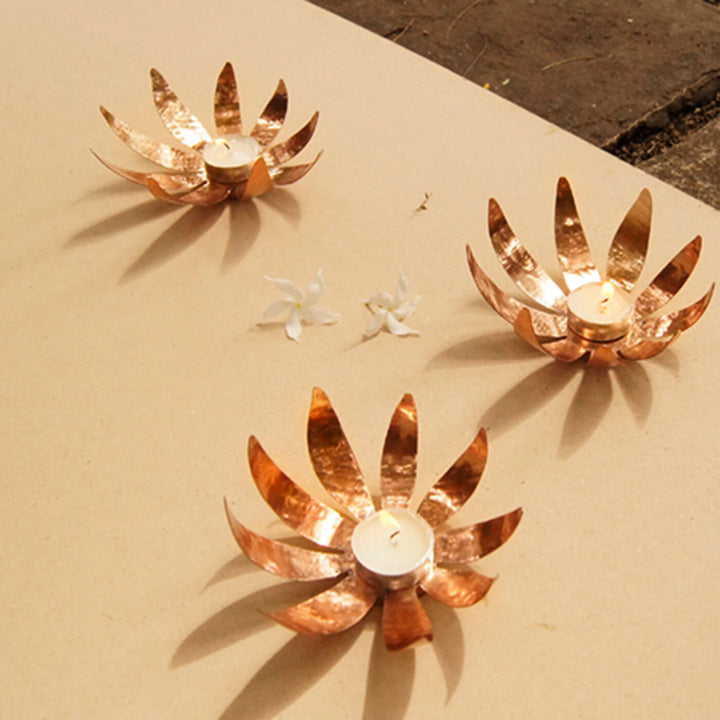 Sunflower Copper Tealight Holder