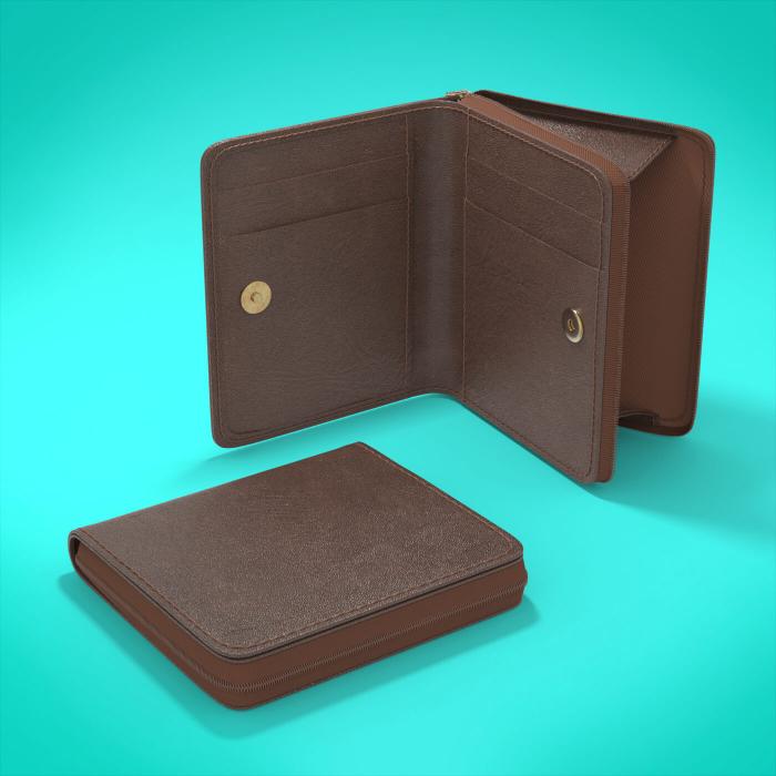 Magnetic Square Wallet in Dark Brown