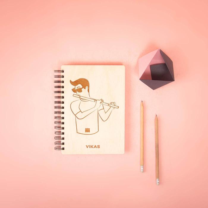 Personalized Laser Etched Flutist Diary - B6 - The Indian Raga Collection