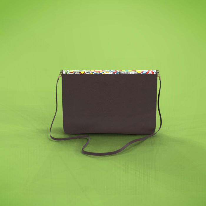 Multicolor Sling Clutch in Genuine Leather