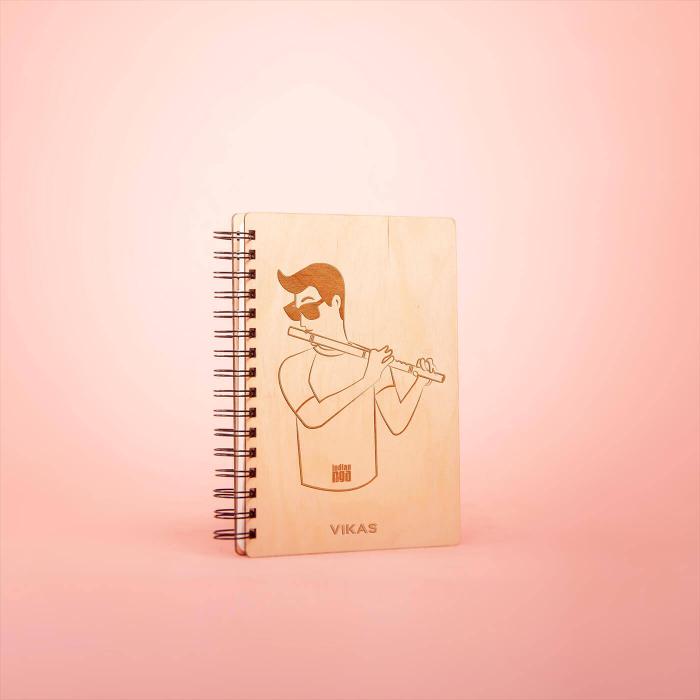 Personalized Laser Etched Flutist Diary - B6 - The Indian Raga Collection