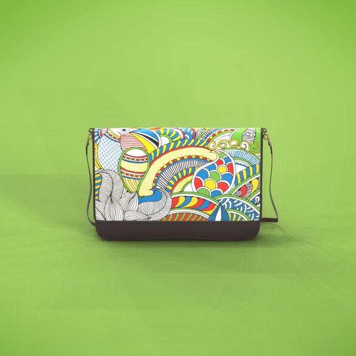 Multicolor Sling Clutch in Genuine Leather