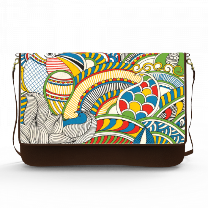 Multicolor Sling Clutch in Genuine Leather