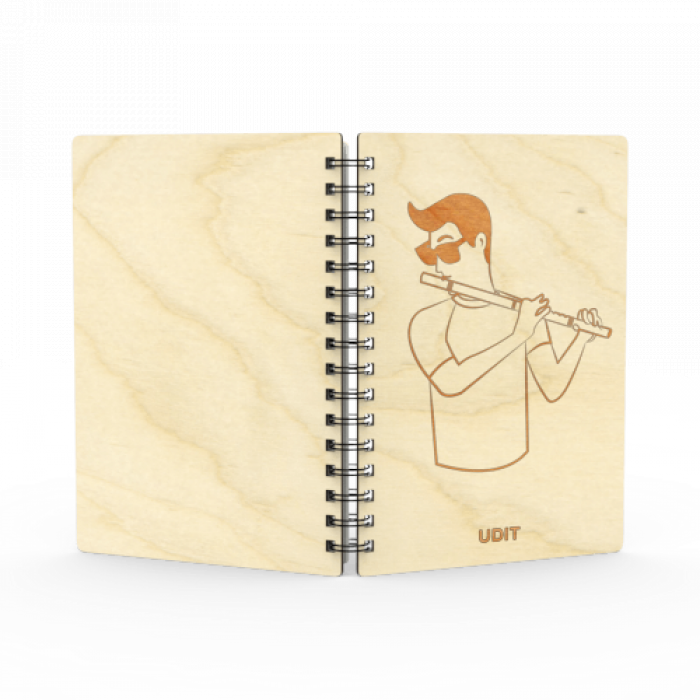 Personalized Laser Etched Flutist Diary - B6 - The Indian Raga Collection