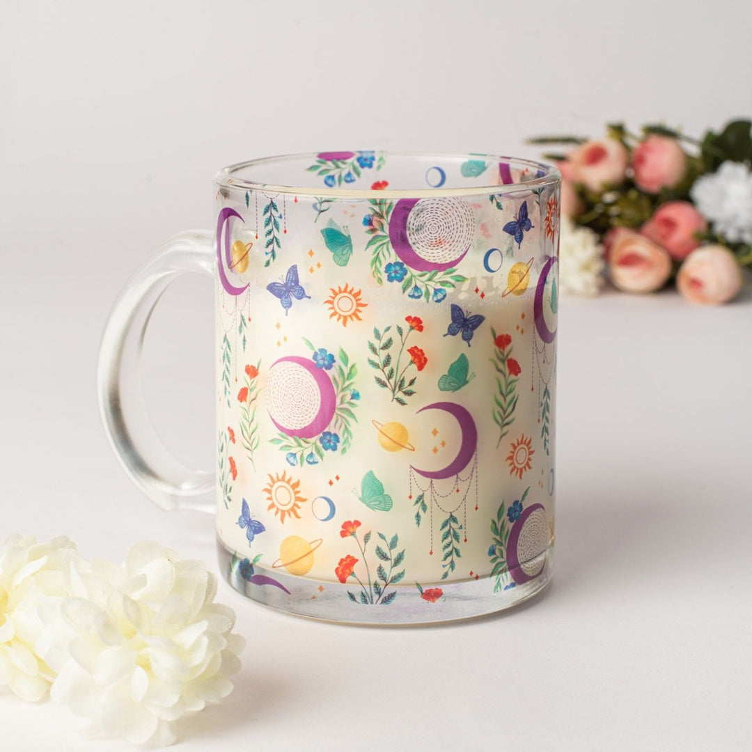 Delicate Printed Glass Mug I 350 ML