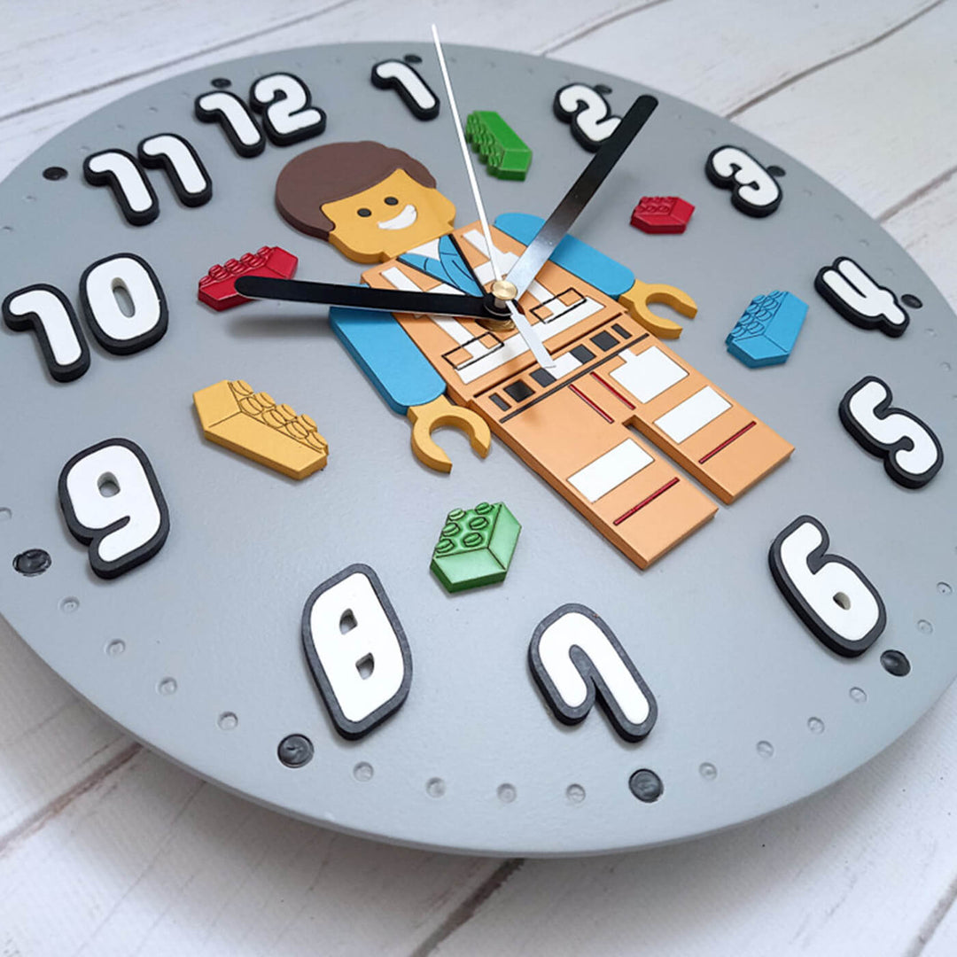 Lego Emmet Themed Wall Clock for Kids