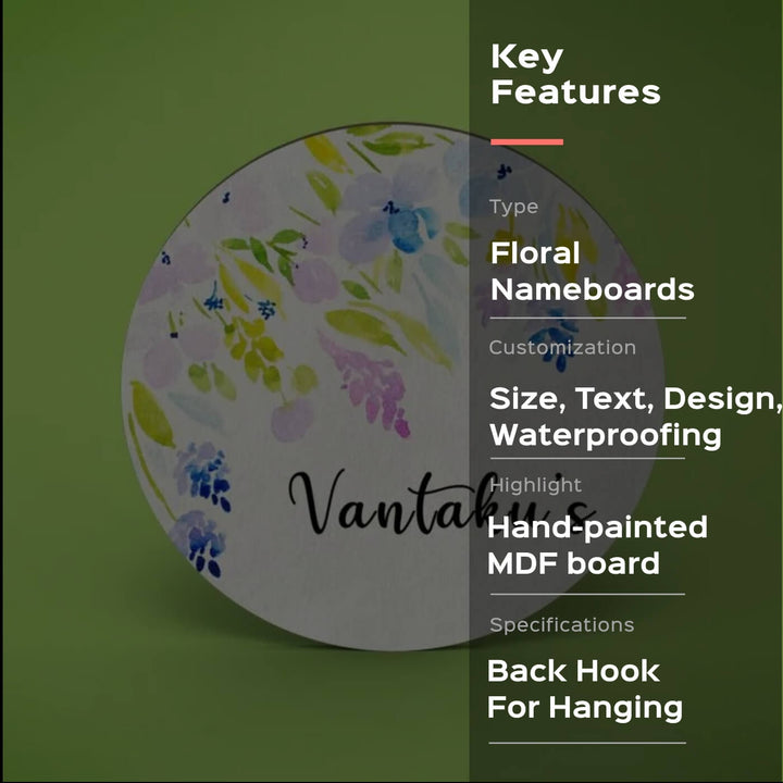 Round Hand-painted Floral Nameboard